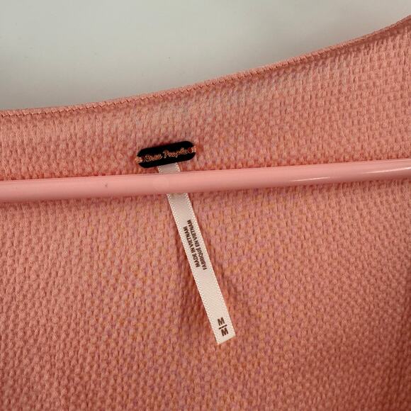 Free People Scarlett Dress Size Medium Mini Pink Peach Summer Button V-Neck NWT - Picture 6 of 16